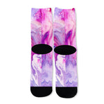 Purple Liquid Marble Print Long Socks