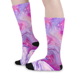 Purple Liquid Marble Print Long Socks