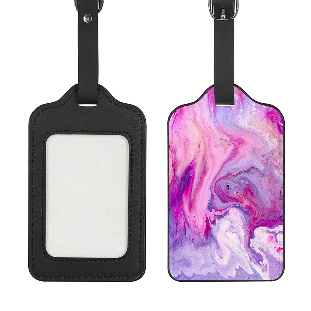 Purple Liquid Marble Print Luggage Tag