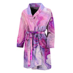 Purple Liquid Marble Print Men's Bathrobe