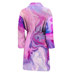 Purple Liquid Marble Print Men's Bathrobe
