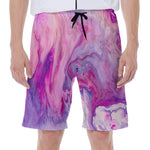 Purple Liquid Marble Print Men's Beach Shorts