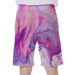 Purple Liquid Marble Print Men's Beach Shorts