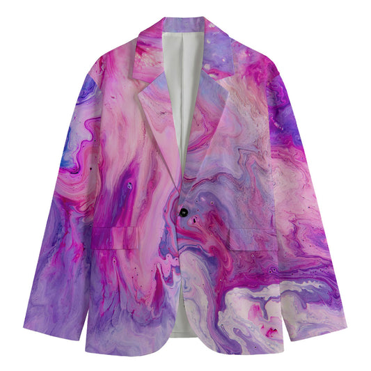Purple Liquid Marble Print Men's Blazer