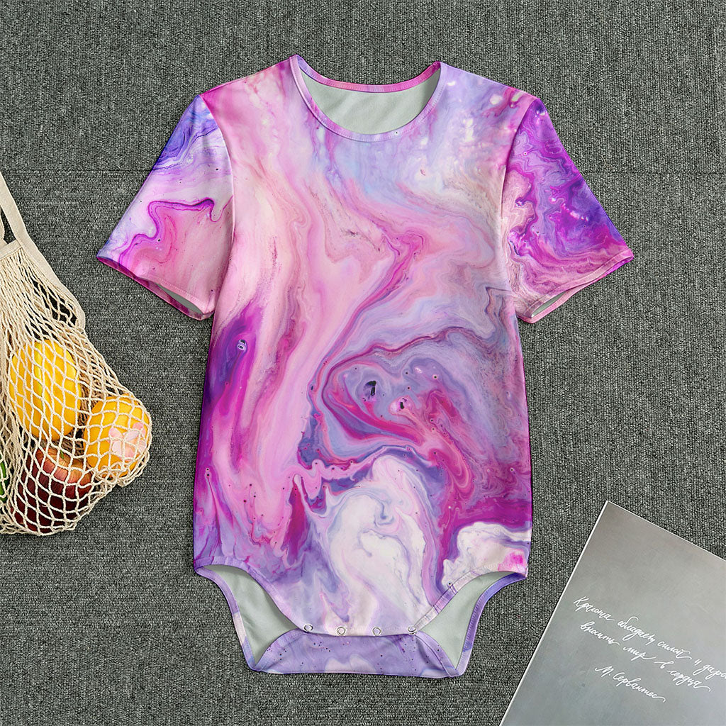 Purple Liquid Marble Print Men's Bodysuit