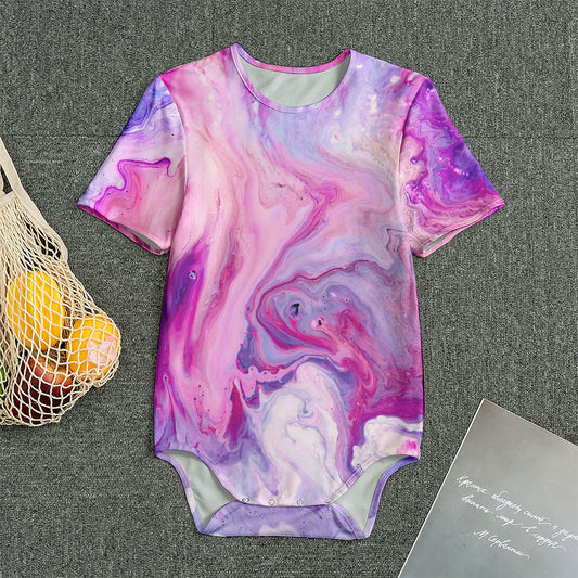 Purple Liquid Marble Print Men's Bodysuit