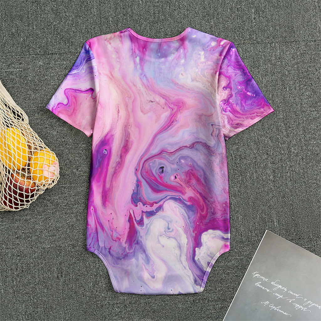 Purple Liquid Marble Print Men's Bodysuit