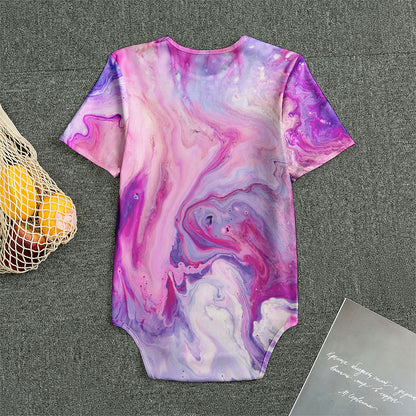 Purple Liquid Marble Print Men's Bodysuit