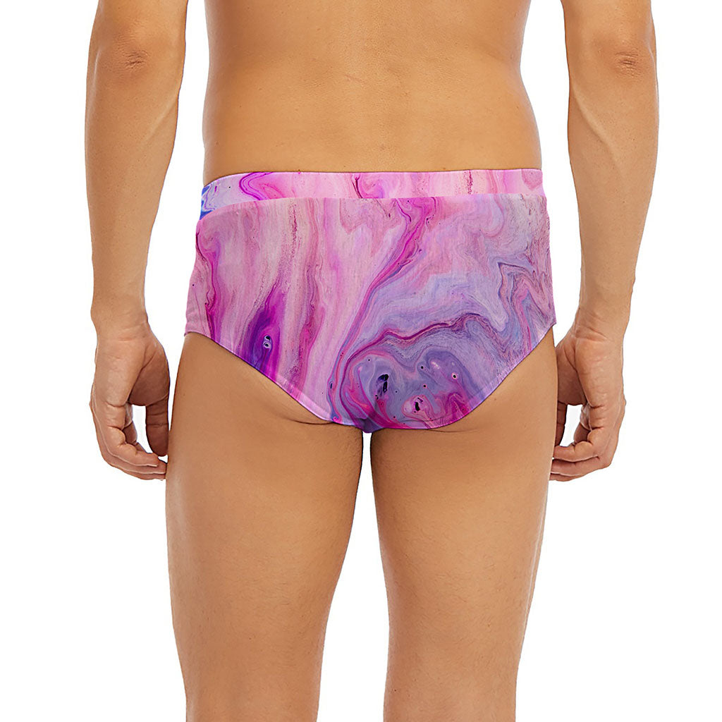 Purple Liquid Marble Print Men's Briefs