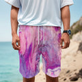 Purple Liquid Marble Print Men's Cargo Shorts