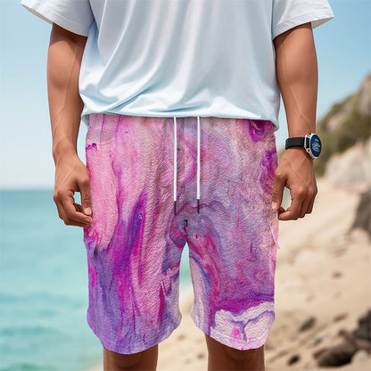 Purple Liquid Marble Print Men's Cargo Shorts