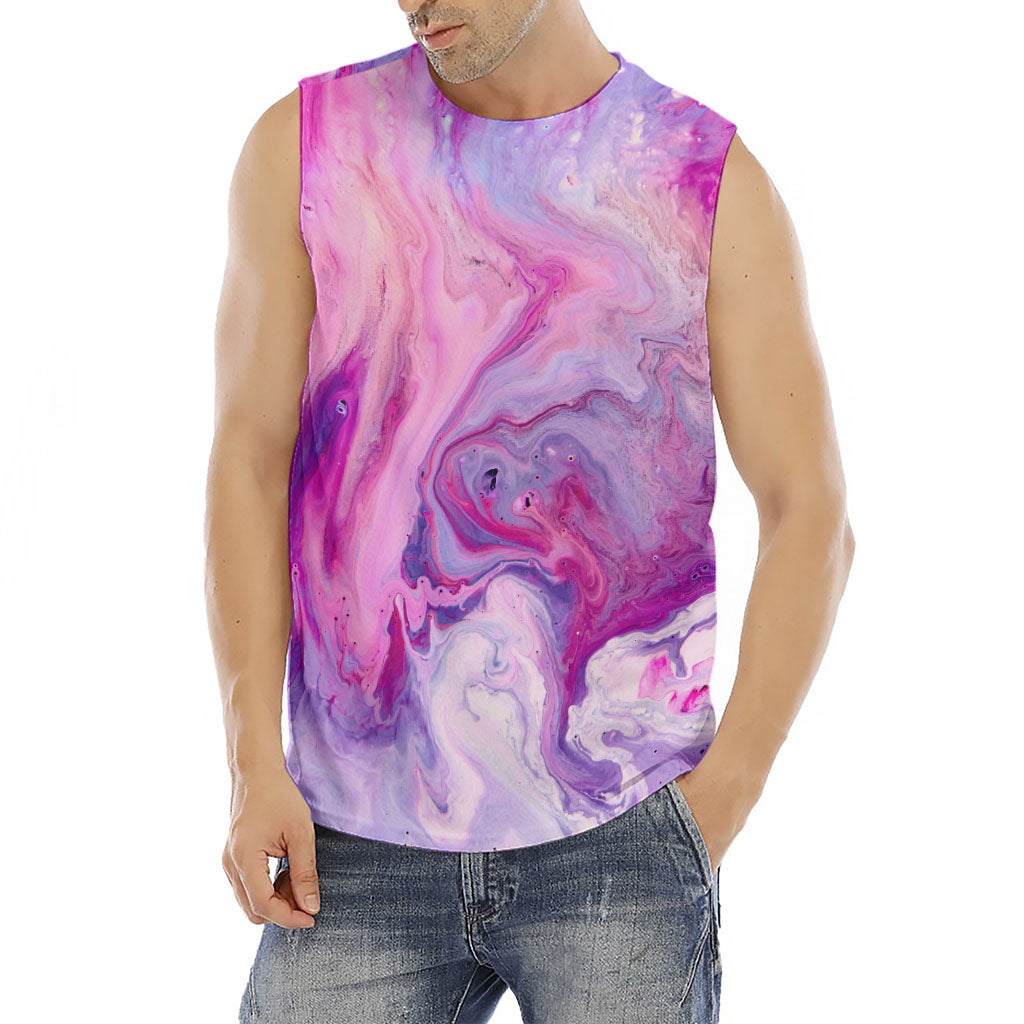 Purple Liquid Marble Print Men's Fitness Tank Top