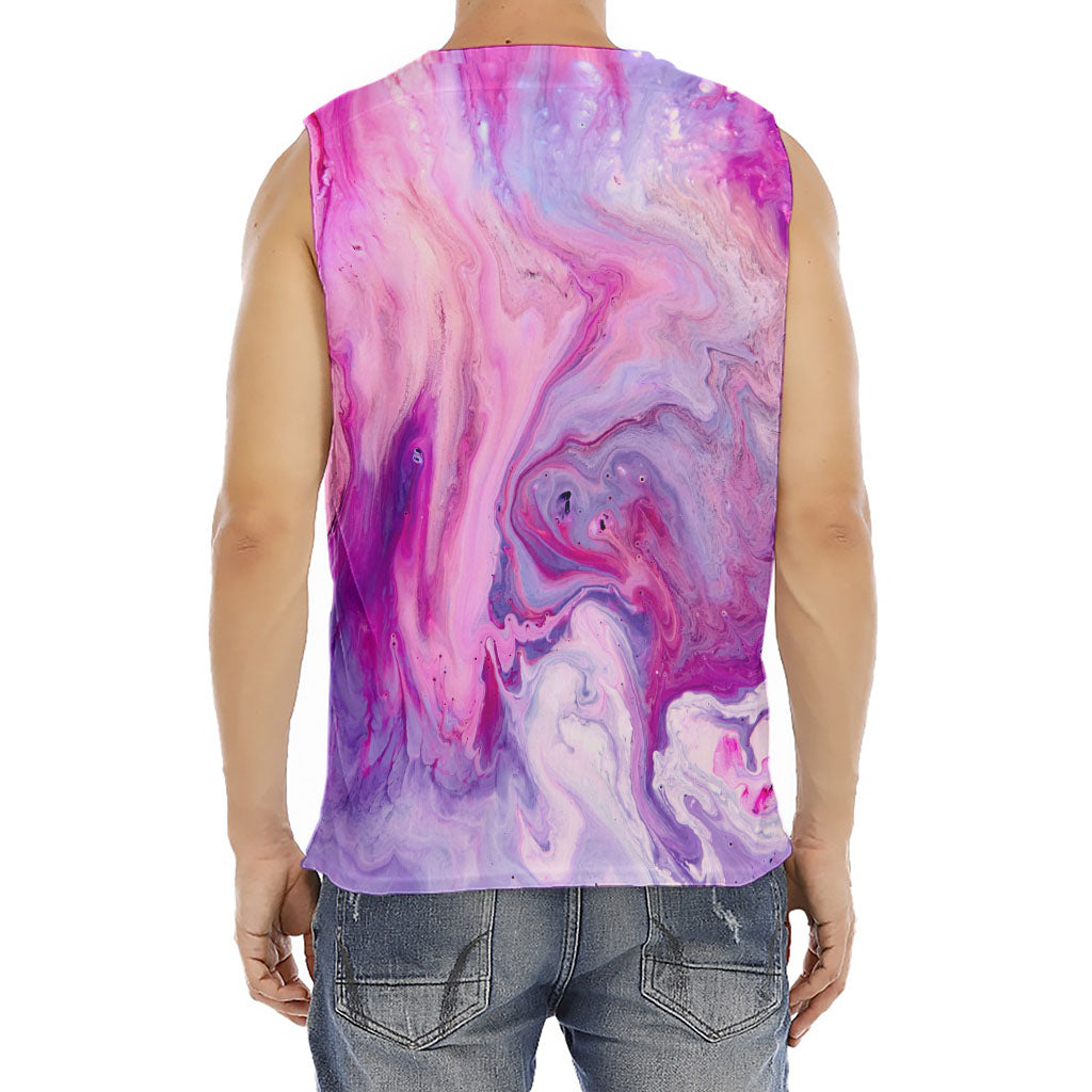 Purple Liquid Marble Print Men's Fitness Tank Top