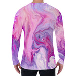 Purple Liquid Marble Print Men's Long Sleeve T-Shirt
