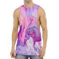 Purple Liquid Marble Print Men's Muscle Tank Top