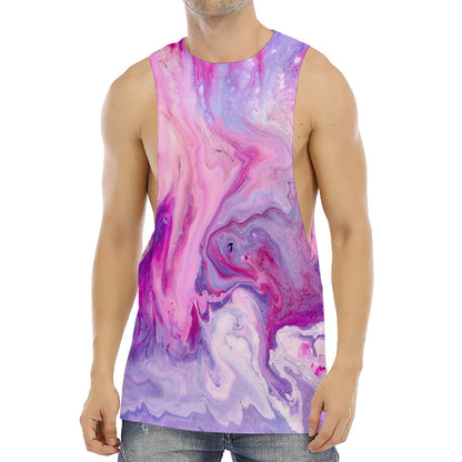 Purple Liquid Marble Print Men's Muscle Tank Top