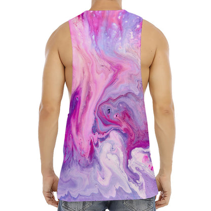 Purple Liquid Marble Print Men's Muscle Tank Top