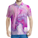 Purple Liquid Marble Print Men's Polo Shirt