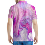 Purple Liquid Marble Print Men's Polo Shirt