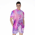 Purple Liquid Marble Print Men's Romper