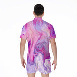 Purple Liquid Marble Print Men's Rompers