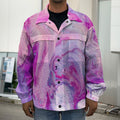 Purple Liquid Marble Print Men's Shirt Jacket