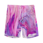 Purple Liquid Marble Print Men's Sports Shorts