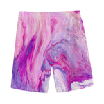 Purple Liquid Marble Print Men's Sports Shorts