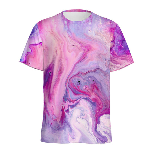 Purple Liquid Marble Print Men's Sports T-Shirt