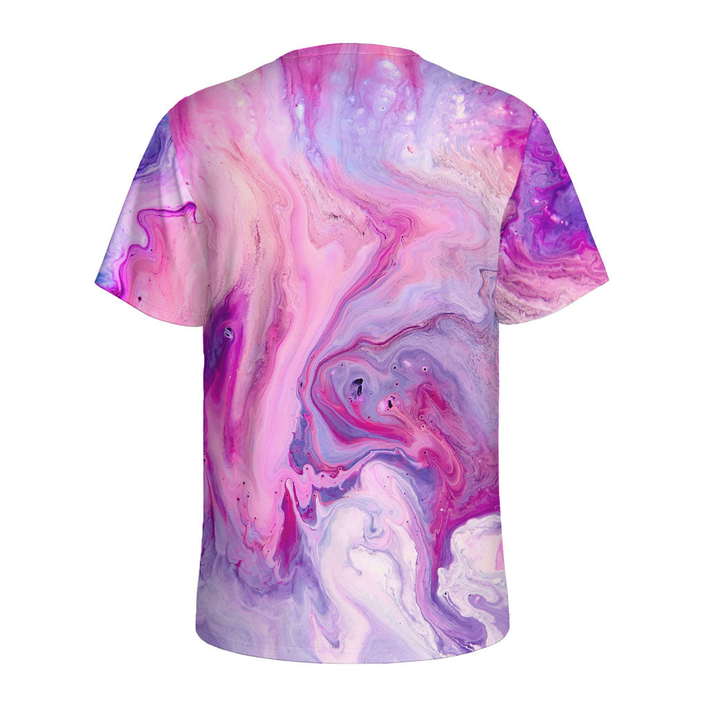 Purple Liquid Marble Print Men's Sports T-Shirt
