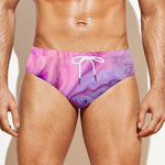 Purple Liquid Marble Print Men's Swim Briefs