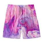 Purple Liquid Marble Print Men's Swim Trunks