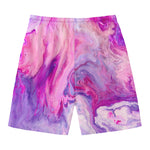 Purple Liquid Marble Print Men's Swim Trunks
