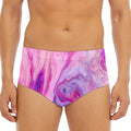 Purple Liquid Marble Print Men's Triangle Swim Briefs