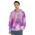 Purple Liquid Marble Print Men's Velvet Pullover Hoodie