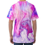 Purple Liquid Marble Print Men's Velvet T-Shirt
