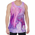 Purple Liquid Marble Print Men's Velvet Tank Top