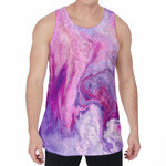 Purple Liquid Marble Print Men's Velvet Tank Top