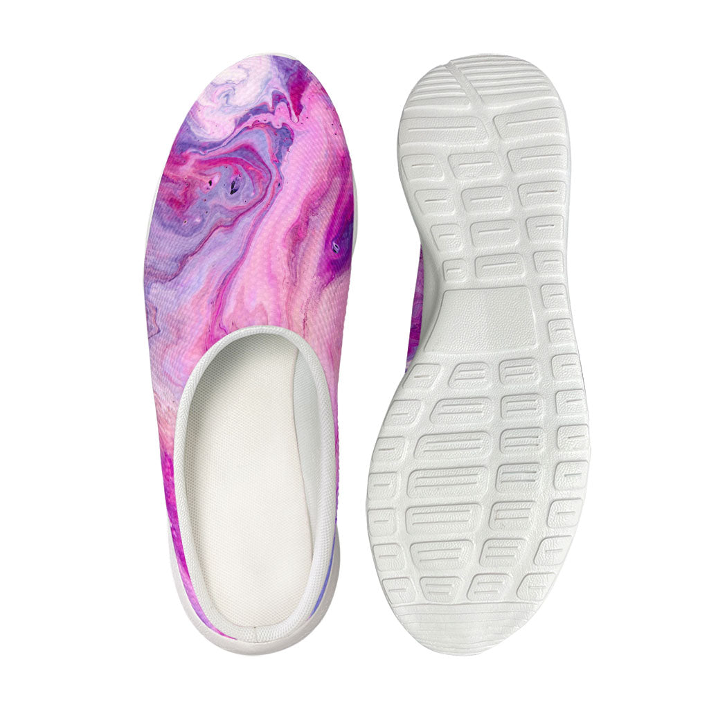 Purple Liquid Marble Print Mesh Casual Shoes
