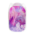 Purple Liquid Marble Print Mesh Laundry Hamper