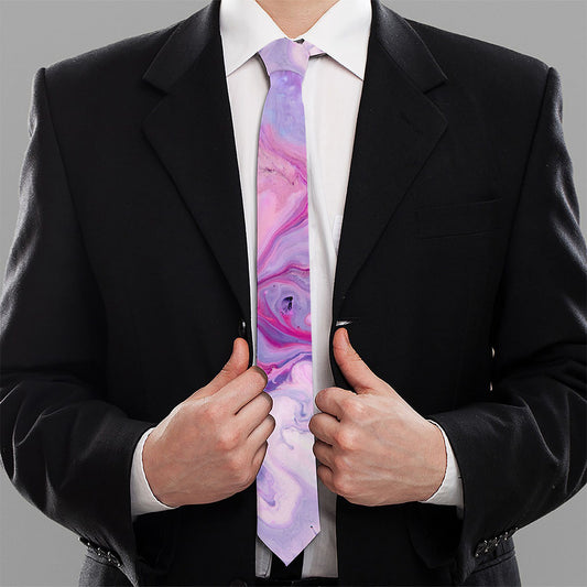 Purple Liquid Marble Print Necktie