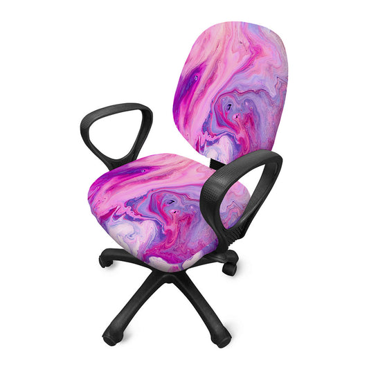 Purple Liquid Marble Print Office Chair Cover