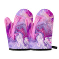 Purple Liquid Marble Print Oven Mitts