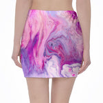 Purple Liquid Marble Print Pencil Mini Skirt