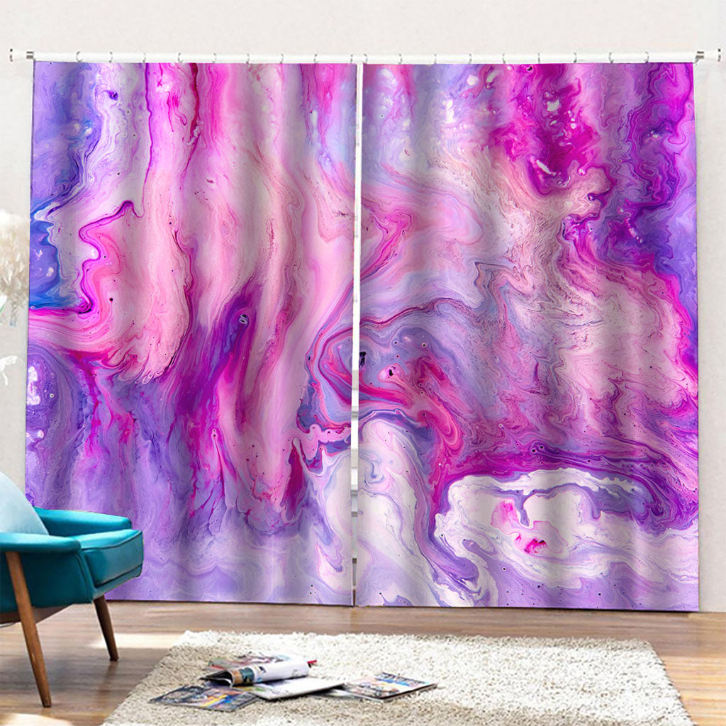 Purple Liquid Marble Print Pencil Pleat Curtains