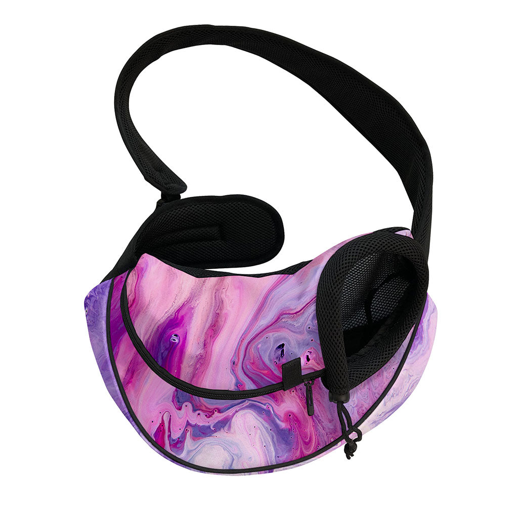 Purple Liquid Marble Print Pet Sling Carrier