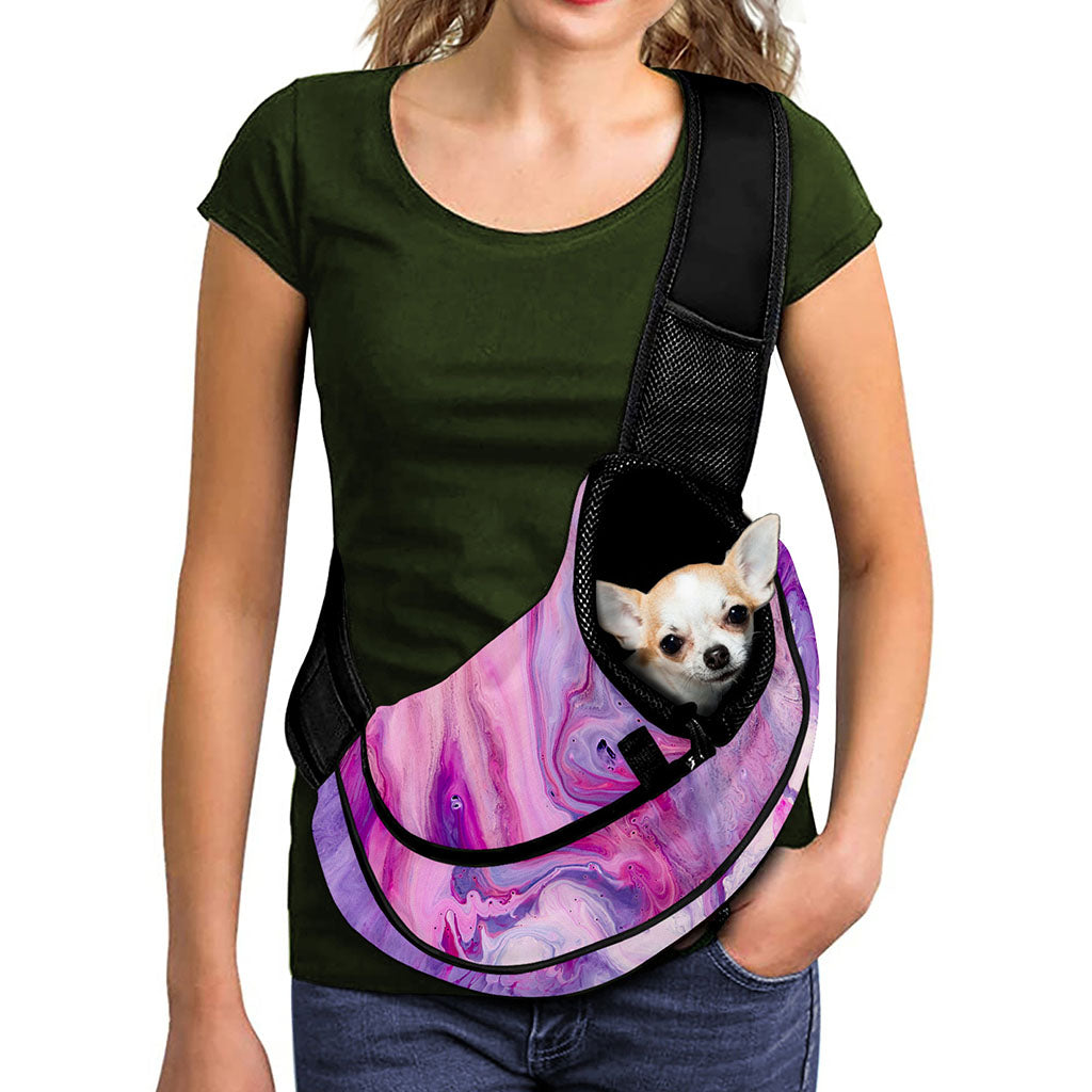 Purple Liquid Marble Print Pet Sling Carrier