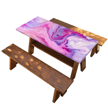 Purple Liquid Marble Print Picnic Table Cover