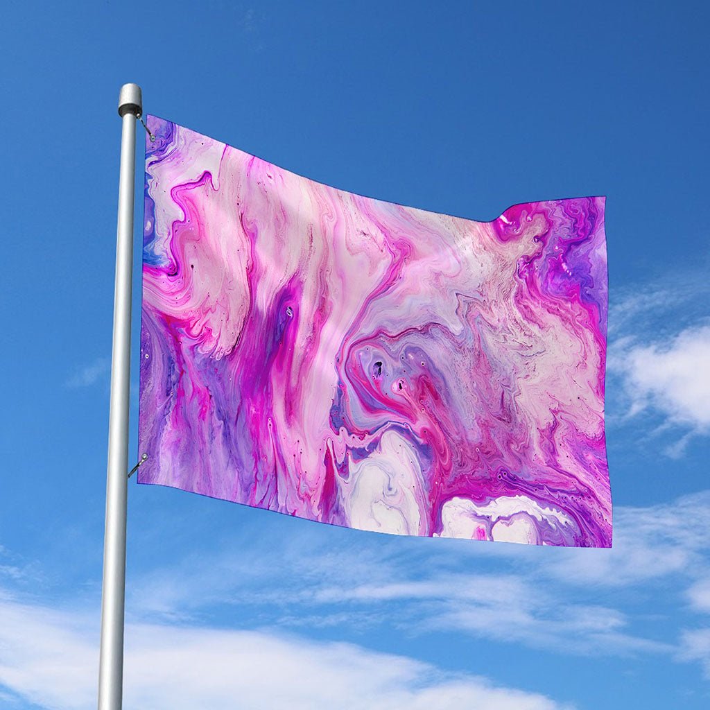 Purple Liquid Marble Print Polyester Flag