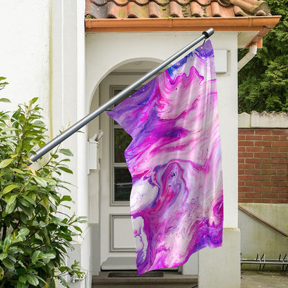 Purple Liquid Marble Print Polyester Flag